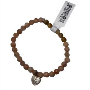 Kesi Jewels Macy's HE4 Rose Quartz Pave Crystal Gold-Tone Heart Bead Bracelet